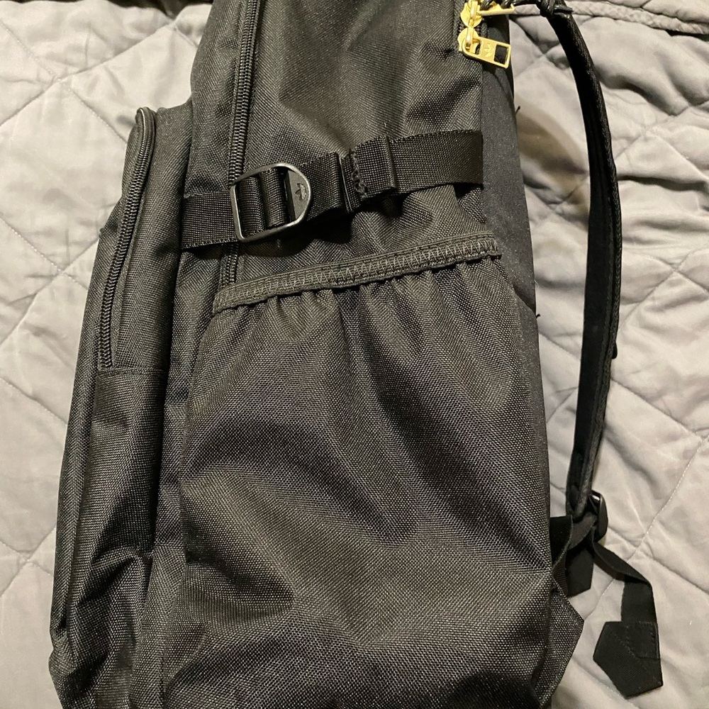 Adidas Originals Trefoil Patch Black Backpack with Gold Accents - Picture 4 of 8